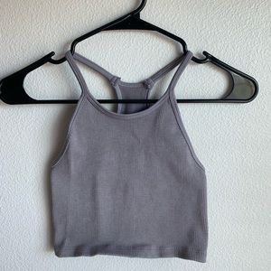 Ribbed Grey Halter Top